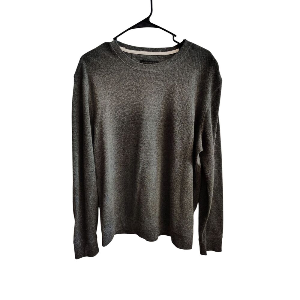 Banana Republic Men's Heather Grey Cotton Blend Crewneck Long Sleeve Top | Size